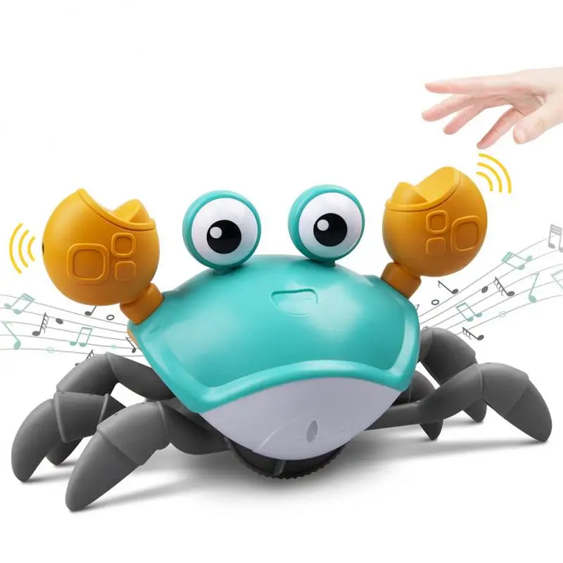 

Crawling Crab Baby Toys With Music LED Light Up Musical Toys For Toddler Automatically Avoid Obstacles Interactive Toys For Kids