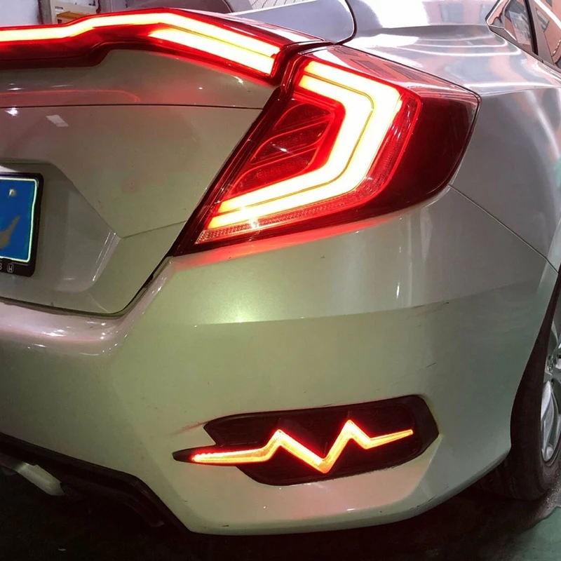

Для Honda Civic 2016-2018 сердцебиение светодиодный задний бампер отражатель стоп светильник противотумансветильник фара с указателем поворота