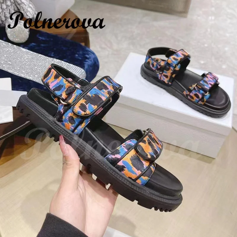 Flat Heel Thick Bottom Sandals for Women Summer Open Toe Sandalias Fashionable Flat Sandals Ladies Outdoor Vacation Shoes