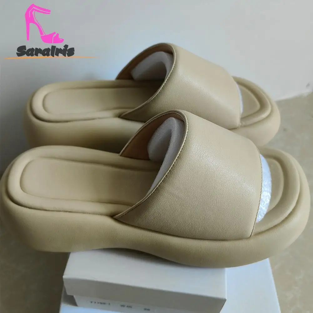Wedge High Heels Women Slippers Summer 2023 Hot Fashion European Style Simply Sandal Comfy Walking Outside Lady Solid Slippers
