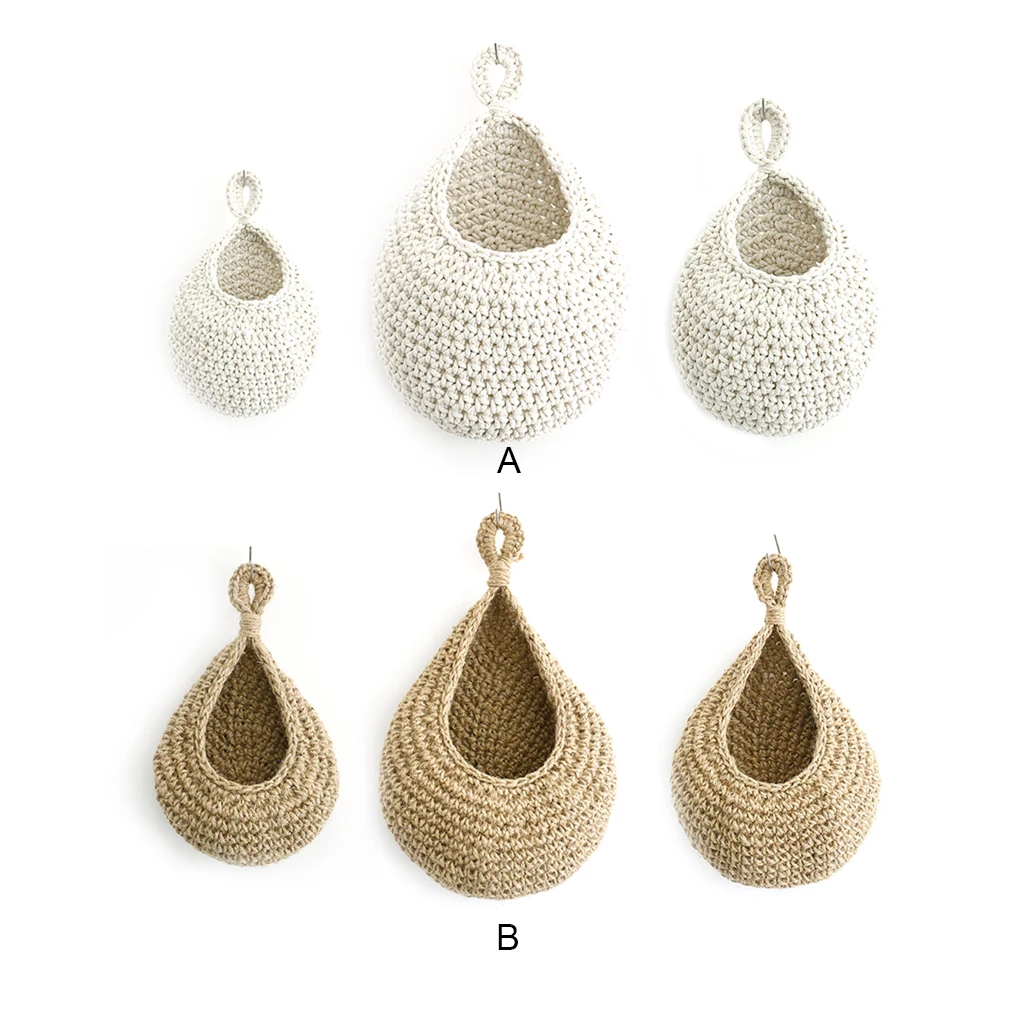 

Crochet Hanging Basket Living Room Bedroom Balcony Decoration Planter Flower Pot Vegetable Display Storage