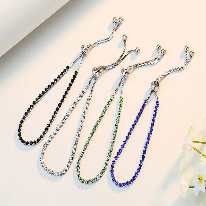 

A Row of Full Diamond Copper Zircon Bracelet Men's and Women's Color Jewelry Bracelet Bracelet Single Row Color Diamond Bracelet