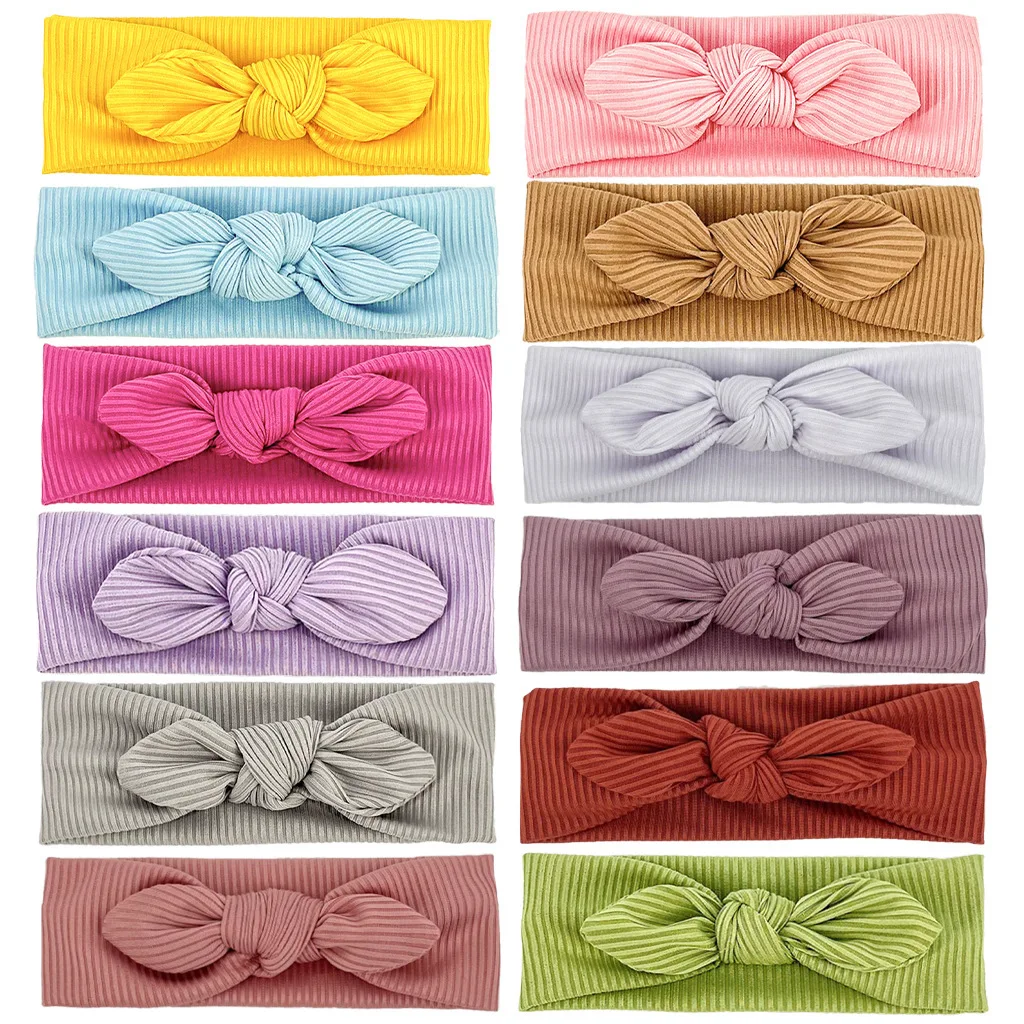 

New Solid Color Bowknot Baby Headband Elastic Turban Rabbit Ears Hairband Baby Girl Hair Bands for Baby Girls Hair Accessories