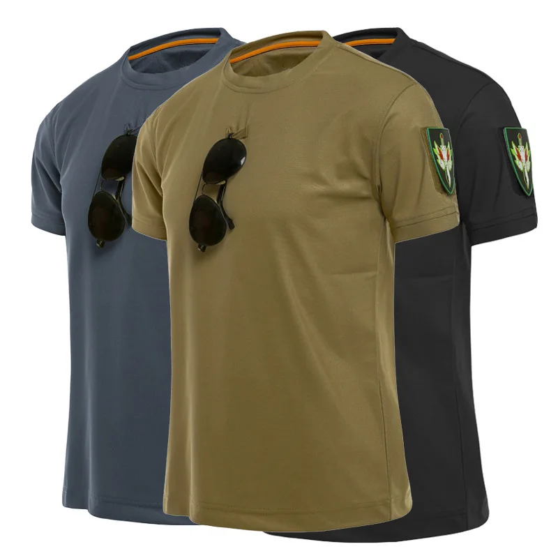 Outdoor Sport Men Tactical T-Shirts Military Hiking Tee Shirt Special Army Loose Cotton Quick Dry Short Sleeve Solid Breathable