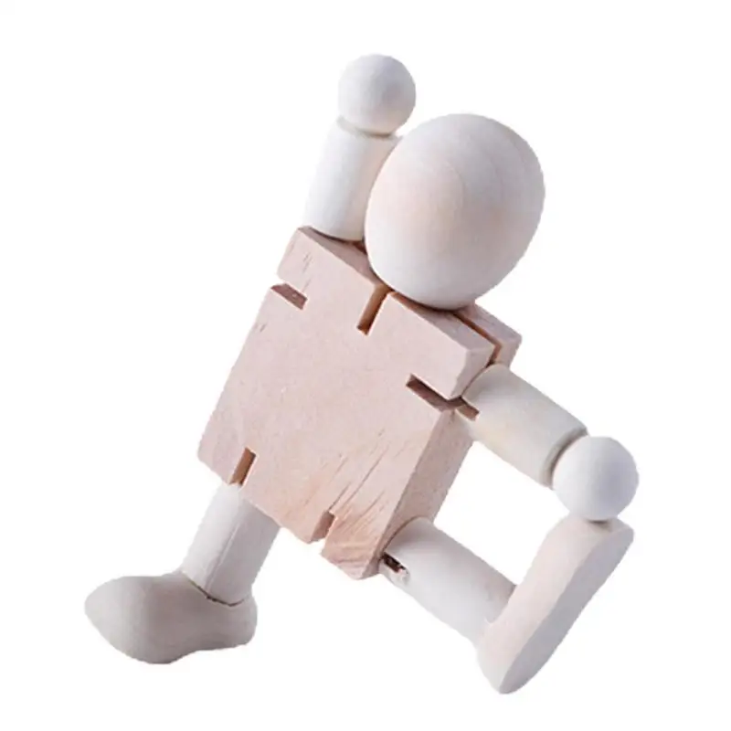 

Interesting Puzzle Painting Graffiti Wooden Man White Blank DIY Wooden Robot Puppet Joint Puppet Handmade Toys Painting Toys