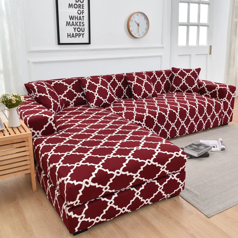 

geometric printed sectional sofa cover for living room L shaped sofa protector elastic anti-dust (need to buy 2 pieces together)