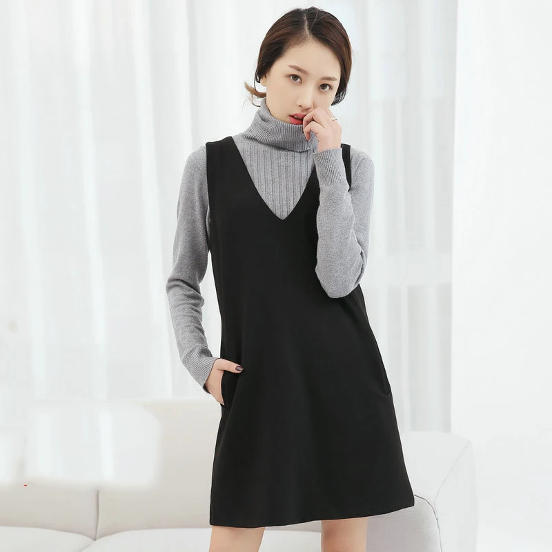 

Customize Made Women Spring/Autumn Casual Sleevelss V Neck Plus Szie 3XS-10XL Black Above Knee Short Mini Dress