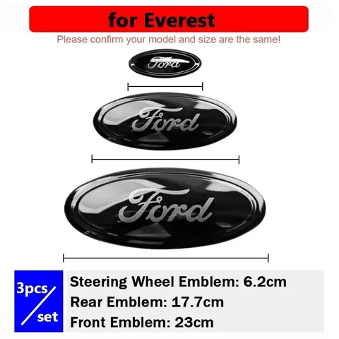 Эмблема передней головки автомобиля, 3 шт., наклейка на багажник, украшение рулевого колеса для Focus Escort EVOS Kuga Edge Explorer Everest