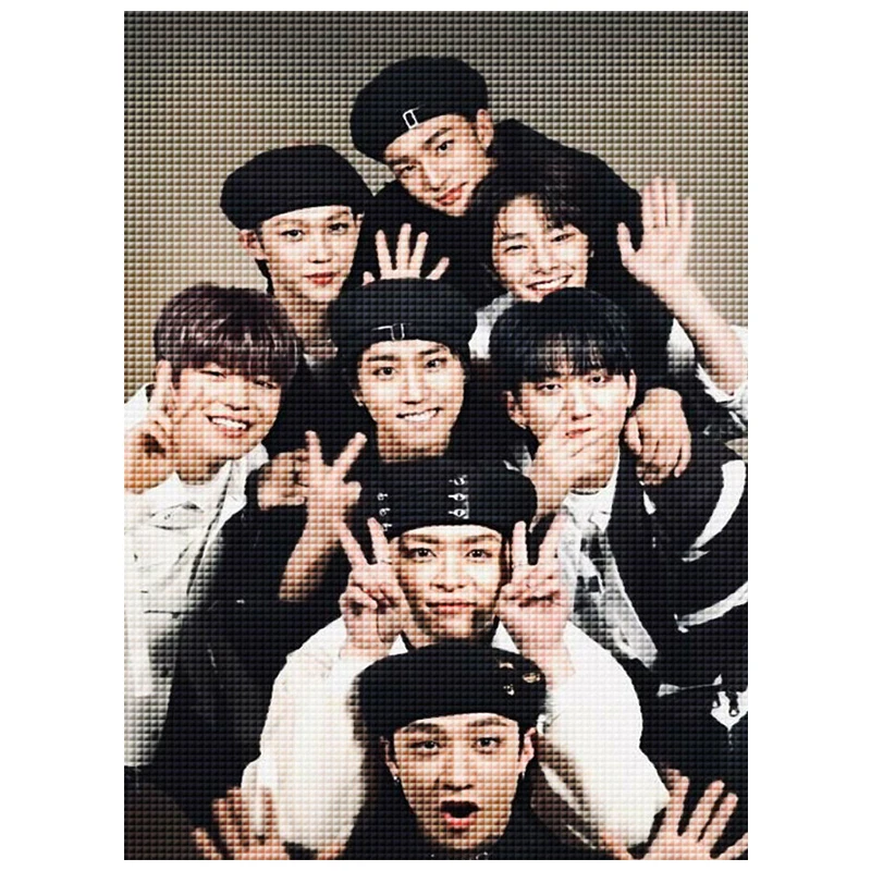 

Stray Kids Diamond Painting Kpop Korean Star Diamond Embroidery Rhinestones Cross Stitch Kits Home Decor