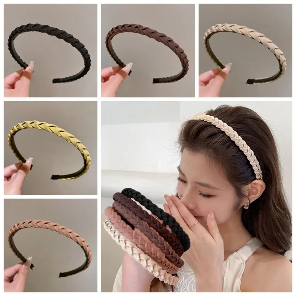 Элегантный обруч для волос с плетением нескользящая плетеная повязка на голову