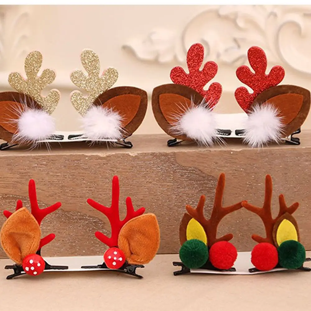 

Cute Deer Ear Flower Hairpins Christmas Barrettes Hair Decorationd Beautiful Deer Antlers Hair Clips Hair Accessories
