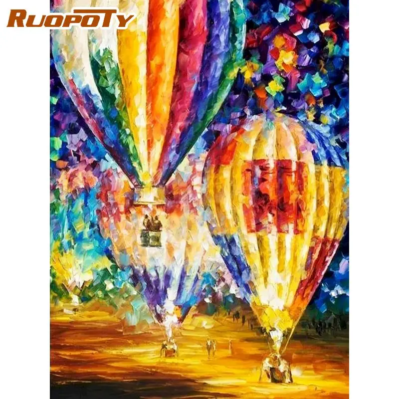 RUOPOTY hot air balloon Diamond Painting Full Square Round Cross Stitch 5D Diamond Embroidery Scenery Mosaic Sale Home Decor
