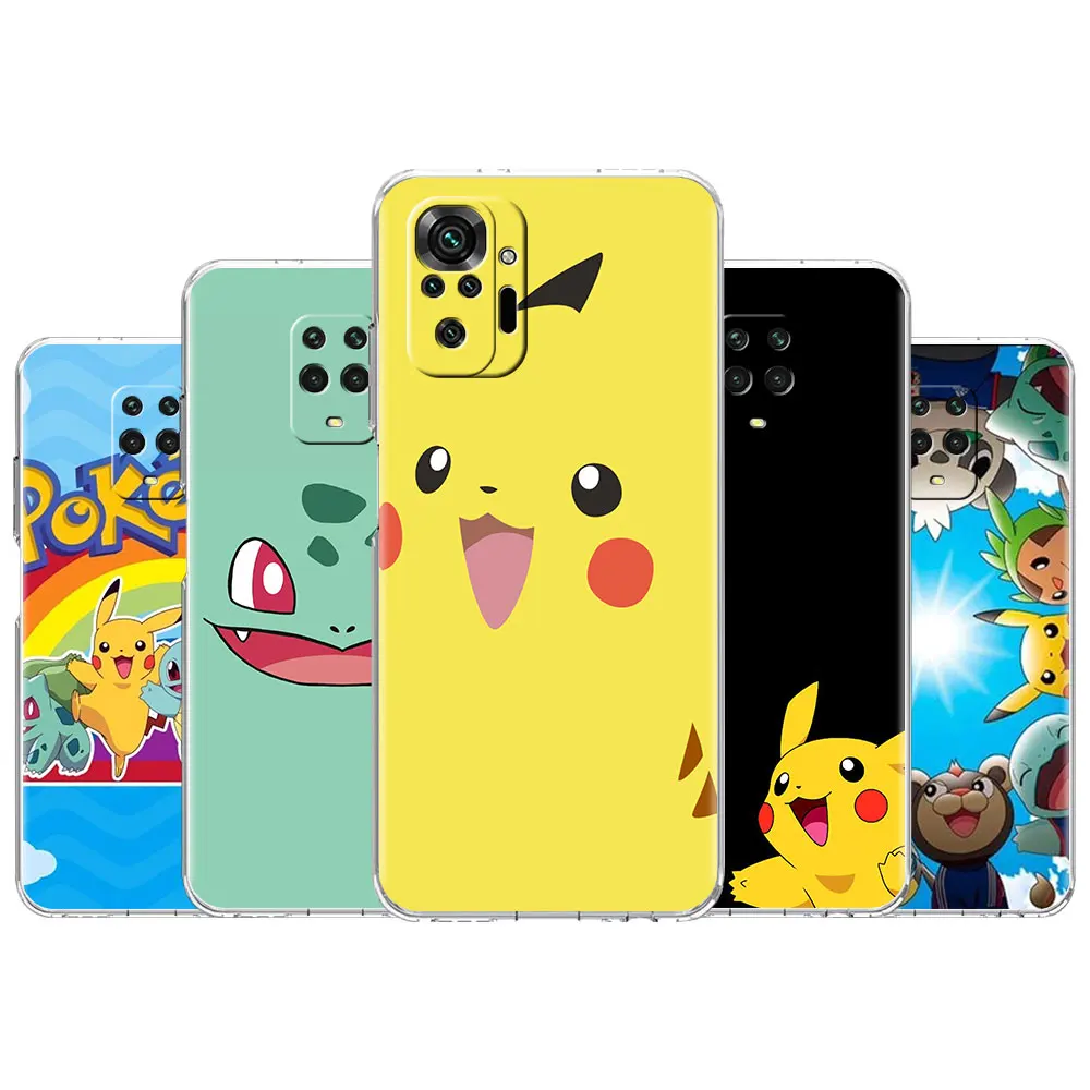 

Ultrathin Soft Case for Xiaomi Redmi Note 10 Pro 9S 8 9 Movil SmartPhone Fundas 9C NFC 9A K40 7 8T Cover Capa Cute Pokemon