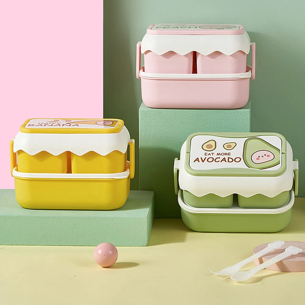 

Portable Lunchbox Students Cute Lunch Box Double-layer Multi-grid Durable Childrens Cartoon Lunch Box 1pc Portable Bento Box