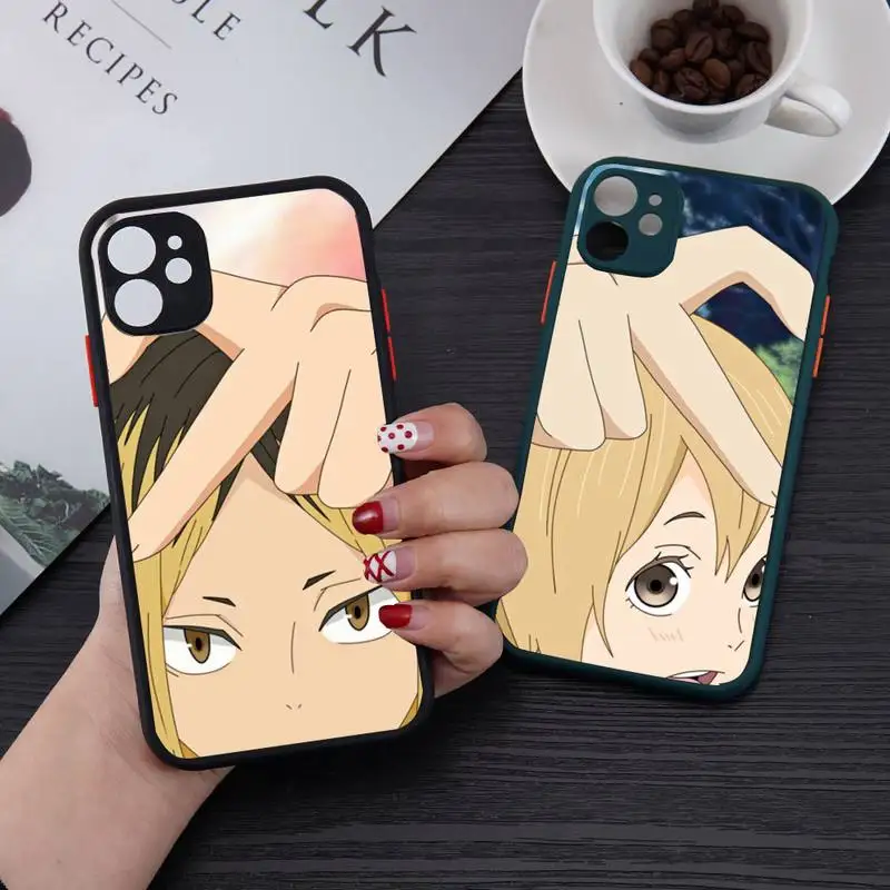 

Anime haikyuu Phone Case for iPh Phone Case For iPhone 13 12 11 Mini Pro XR XS Max 7 8 Plus X Matte transparent blue Back Cover
