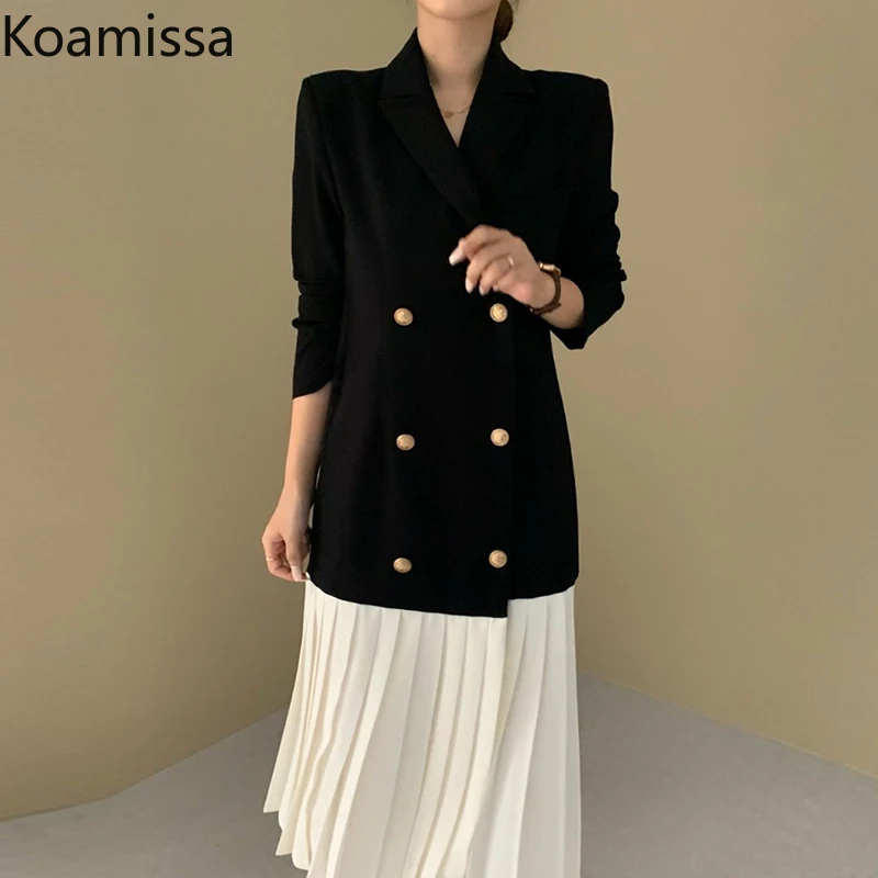 

Женское офисное платье-макси Koamissa, элегантное плиссированное платье в стиле пэчворк, облегающее платье в Корейском стиле для весны и осени, ...
