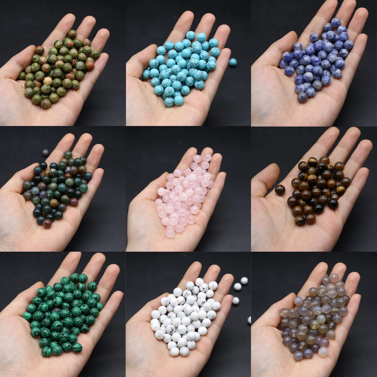 

20 PCS Half Drilled Hole Beads DIY for Earrings Round Ball Reiki Healing Natural Unakite Agates Opal Quartz Crystal Stone Beads