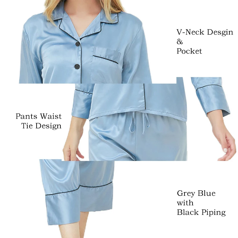 Personalized Pajamas For Women Set Long Satin Silk Pajamas Set Custom Pajamas For Women Bride Pijamas Lingerie Pijamas Sleepwear