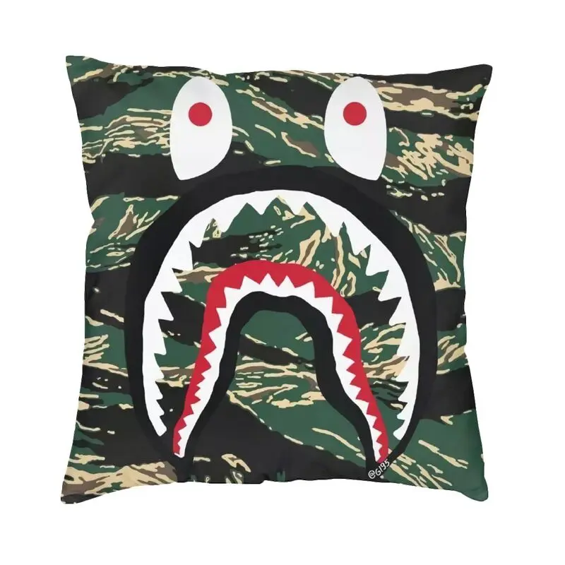 

Vibrant Bape Shark Camouflage Square Throw Pillow Case Home Decorative 3D Two Side Print Cushion Cover for Sofa
