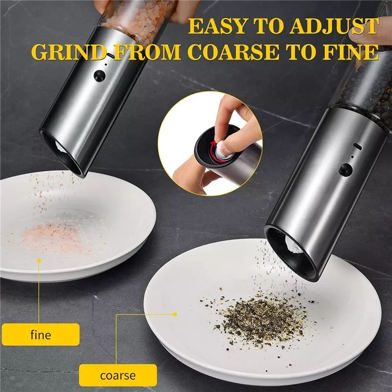 

USB Rechargeable Salt and Pepper Grinder Adjustable Coarseness Electric Pepper Mill Home Automatic Spice Grinder Kitchen Tools