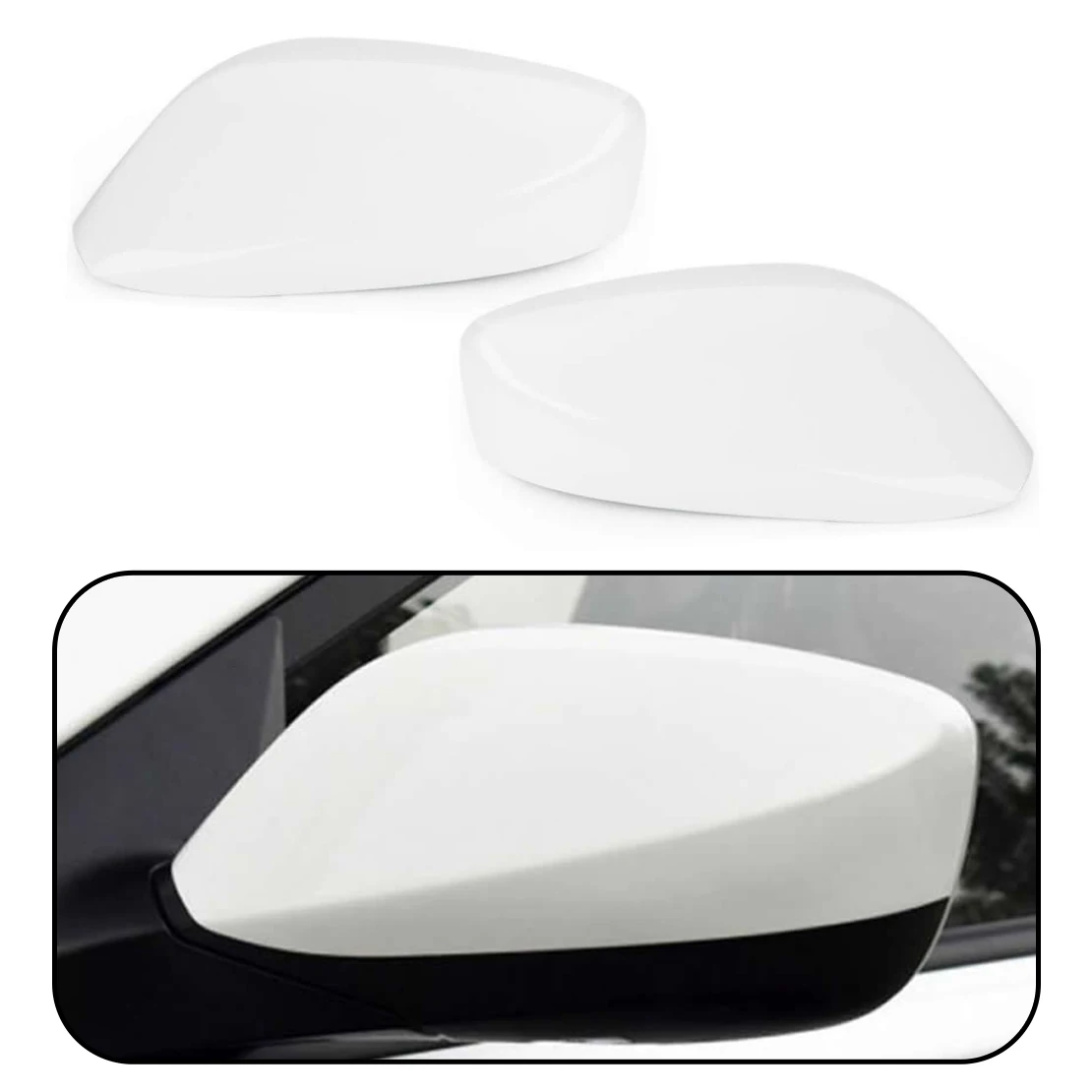 

1 Pair Car Left Right Side Rearview Mirror Cover Trim Cap 876163X000 876263X000 Fit for Hyundai Elantra 2011-2016 White Plastic