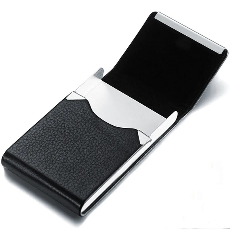 

PU Vertical Business Card Case Aluminum Alloy Vertical Business Card Holder Gift Credit Card Holder Purse Card Holder Wallet Men