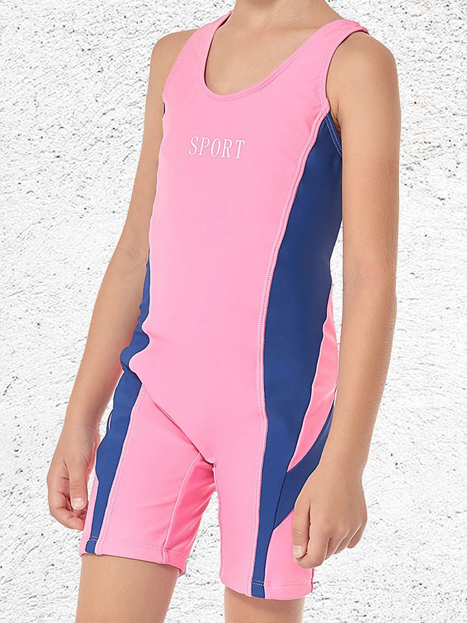 Kids Girl One Piece Swimsuit Swimwear Sleeveless Letter Print Boxer Bottoms Swimming Jumpsuit Bodysuit Pool Surfing Beach Wear