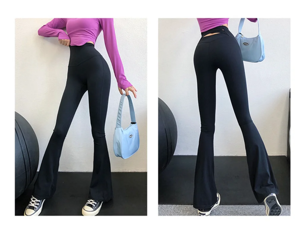Flare Yoga Pants Sports Yoga Women Leggings Fitness Gym Tights Push Up Woman Leggings High Waist Bell-bottom Pants Back Cross