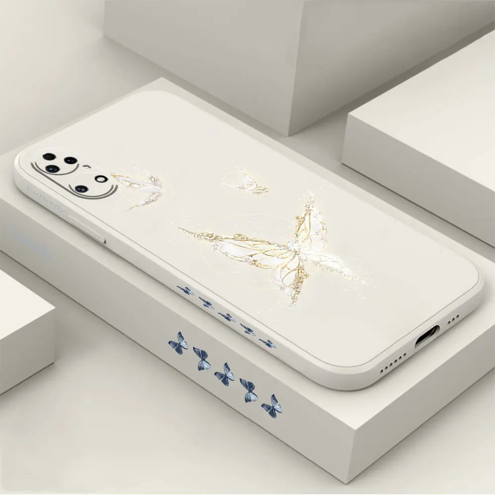 Phantom Butterfly Phone Case For Huawei P60 P50 P40 P30 P20 Mate 50 40 30 20 20X 10 Colour Liquid Silicone Cover Funda Cqoue