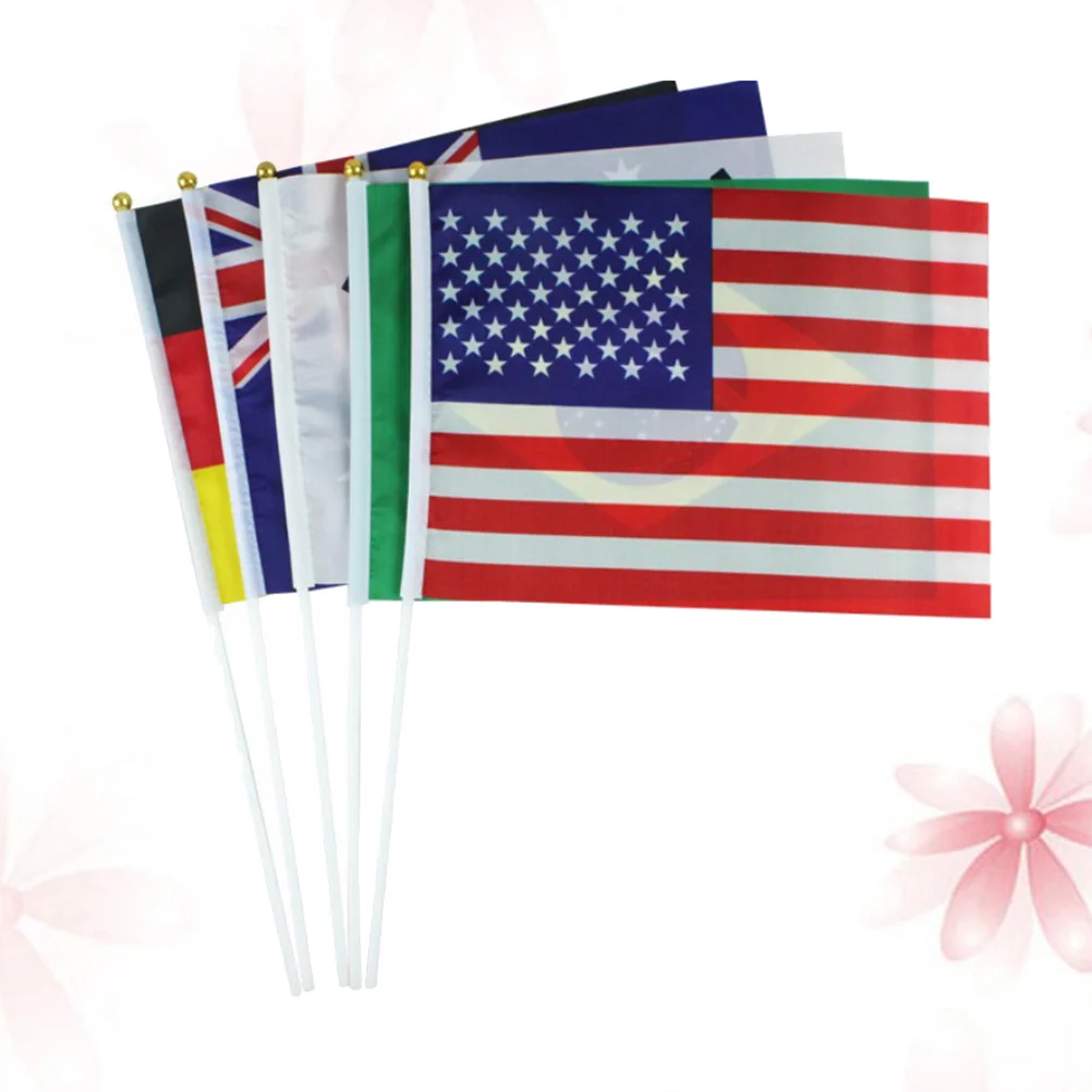 

40 Countries Handheld Flag International World Flag Hand Held Small National Miniature Flags On Banner for School Sports 40PCS