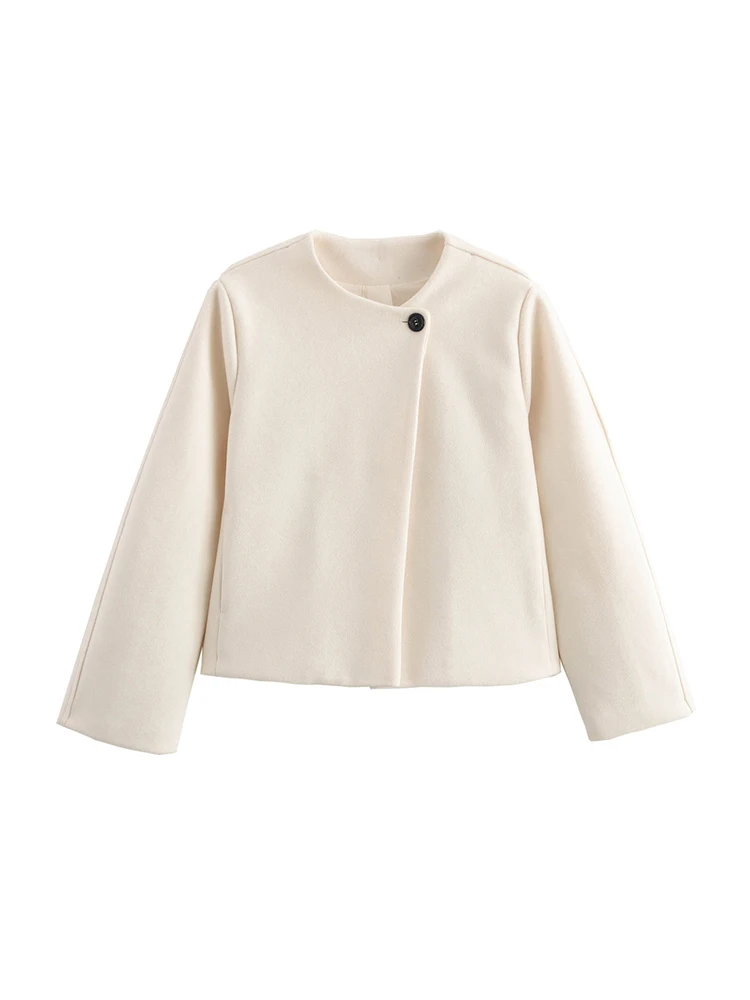 Винтажная женская элегантная белая куртка 2024 осенне-зимняя модная короткая