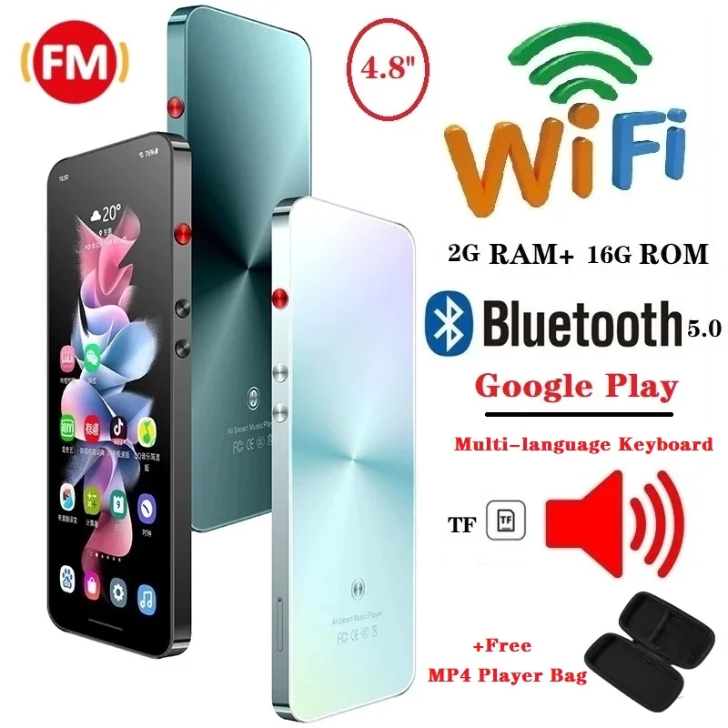 Многоязычный Android Mp4 плеер Google Play Wifi MP4 16 Гб Сенсорный экран видео Bluetooth Mp3