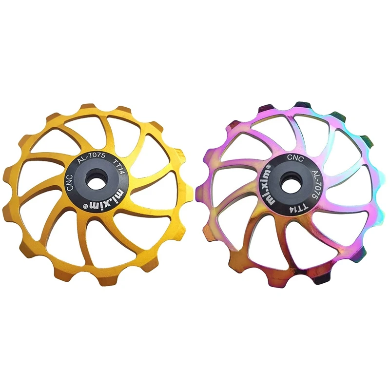 

Mi.Xim 2 шт. Горный Дорожный велосипед керамический шкив mi c 14T задний переключатель подшипник Jockey колесо золотой и красочный