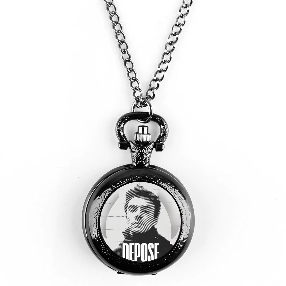 Карманные часы DENY DEPOSE со стеклянным куполом и ожерельем-цепочкой винтажные