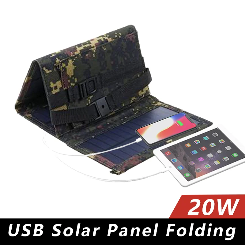 

Solar Panel 20W Foldable 5V USB Cells Waterproof Portable Outdoor Mobile Phone Power Battery Charger For Camping Hiking