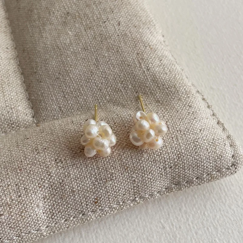 Minar темперамент белый цвет натуральный пресноводный жемчуг коса цветок шарик