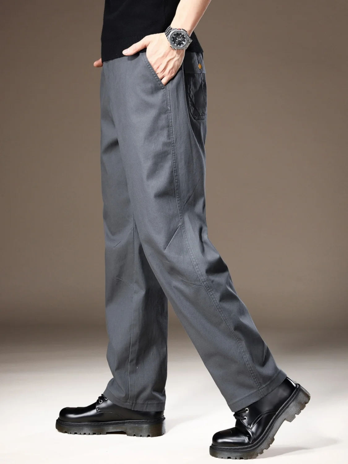 

2023 Men's Classic Solid Color Autumn Casual Pants Business Fashion Stretch Cotton Loose Brand Trousers Male Clothes Y320