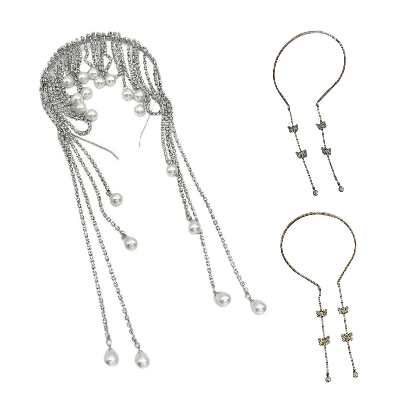 

Wedding Pearl for rhinestone Headband Shinning Thin Side Hairband Birthday Hair