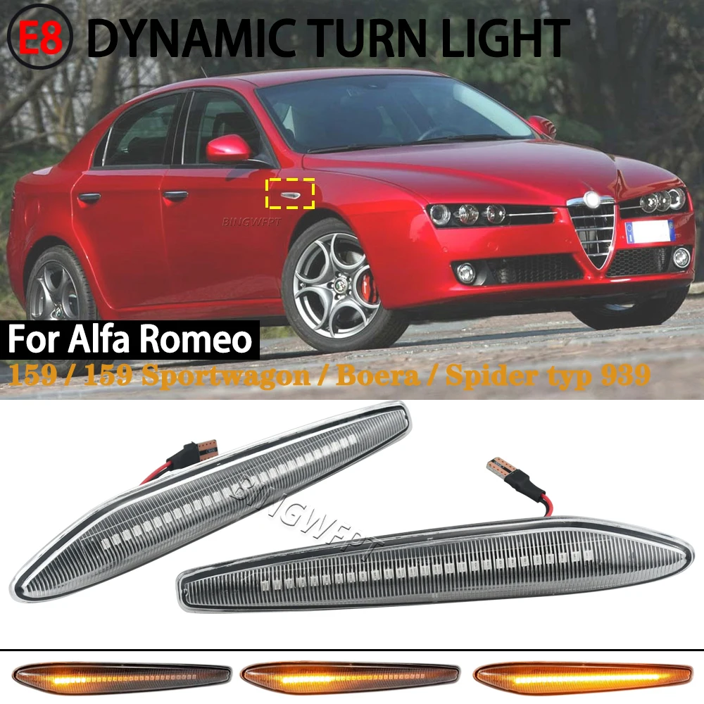 

For Alfa Romeo 159 Sportwagon Boera Spider 939 LED Sequential Lamp Dynamic Blinker Indicator Side Marker Turn Signal Light