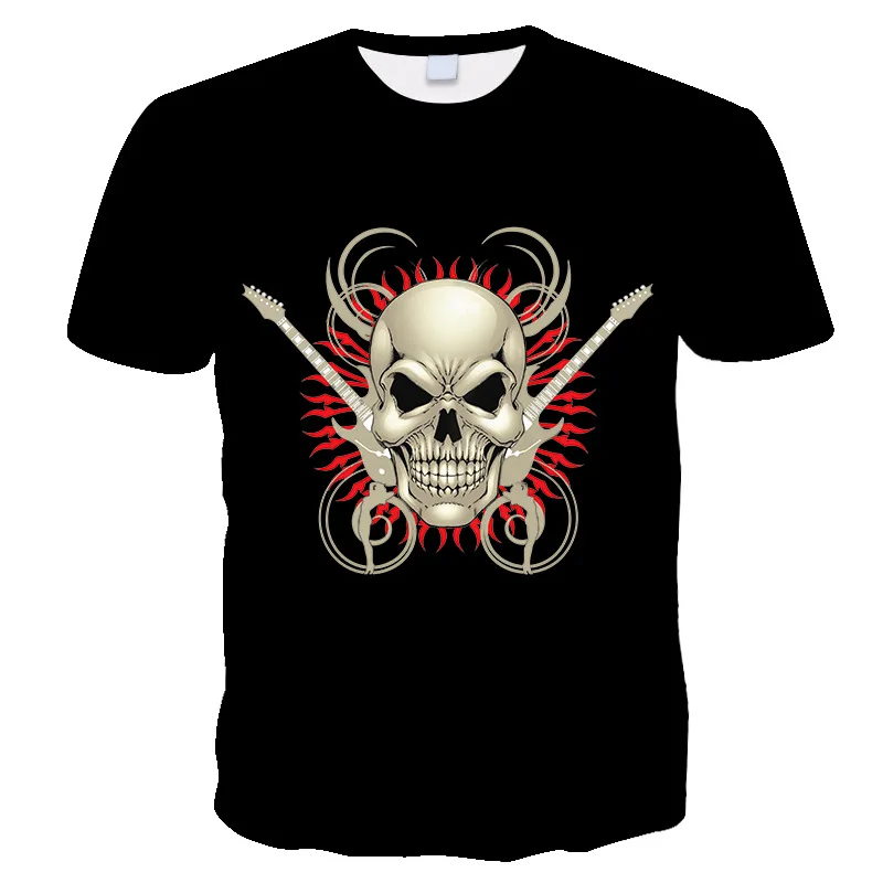 

2023 Novelty Men Creativity Graphic T Shirts Skull 3D Printed T-shirt Short Sleeve Casual Clothing Tee Horror Y2K Streetwear