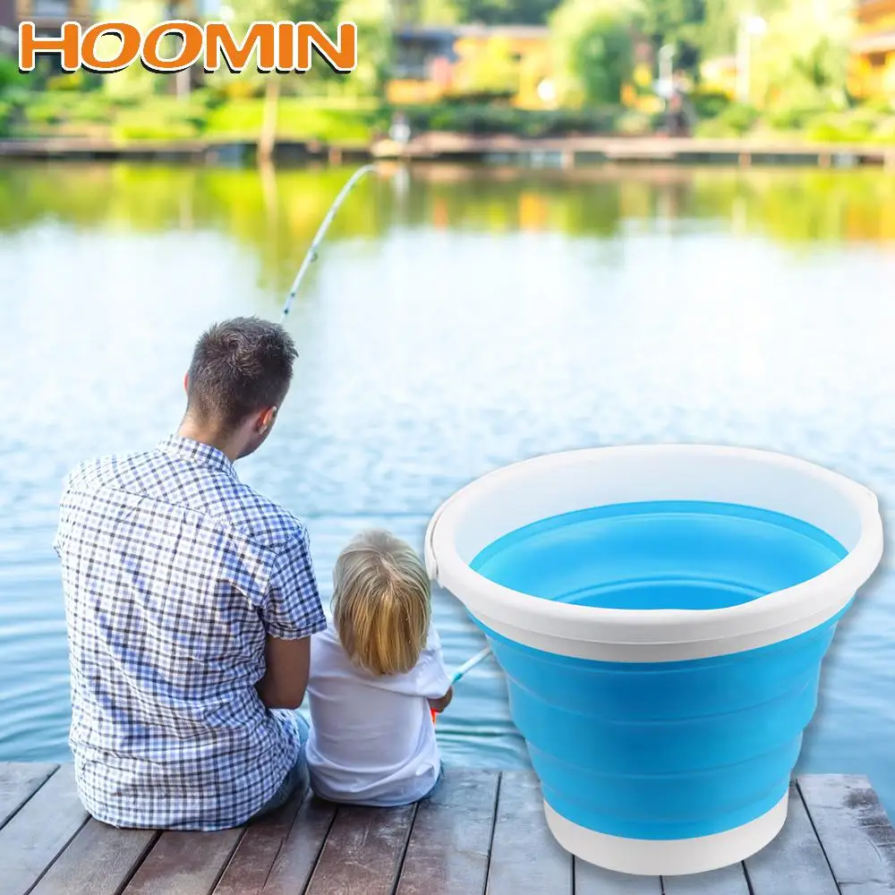

HOOMIN Car Wash Bucket Round Bathroom Kitchen Bucket Foldable Bucket Save Space for Tourism Outdoor Fishing Promotion Camping