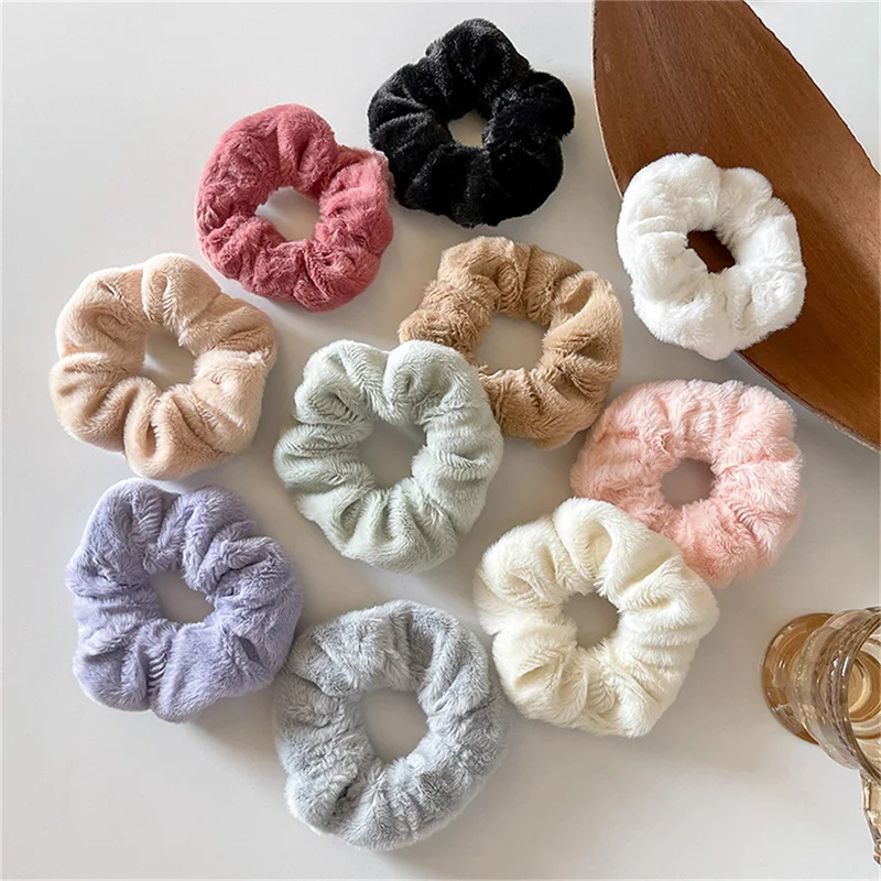 

Winter Warm Soft Hair Scrunchies Women Girls Cute Plush Elastic Hair Band Multicolor Rubber Band