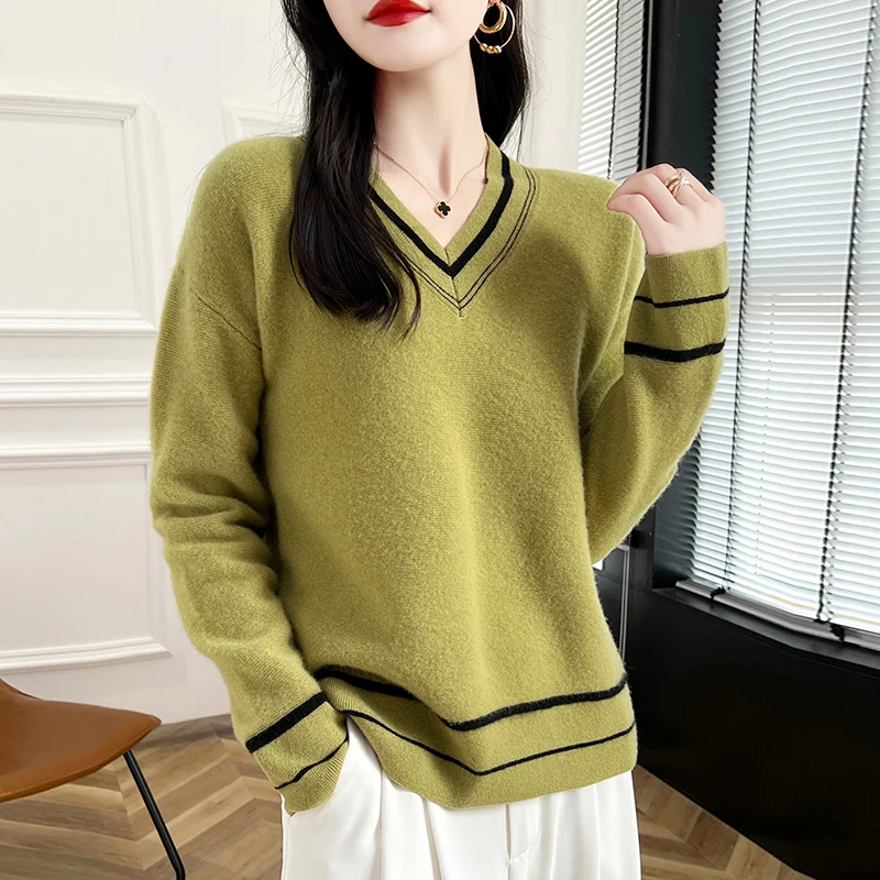Новинка 2024 пуловер из 100% мериносовой шерсти кашемировый свитер Женский с
