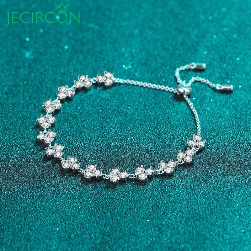 

Женский браслет-цепочка с муассанитом, 925 карата