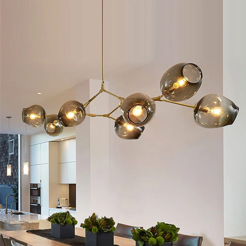 Nordic Modern Glass Ball Pendant Lights Dining Table Decor Fixtures Home Living Room Restaurant Luxurious Gold Hanging Lamp