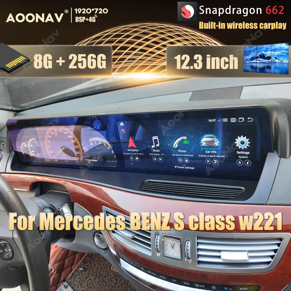 

8 + 256 ГБ Android 11,0 Snapdragon 662 автомобильное радио GPS для Mercedes BENZ S Class W221 W216 CL 2005-2013 головное устройство мультимедийного Проигрывателя
