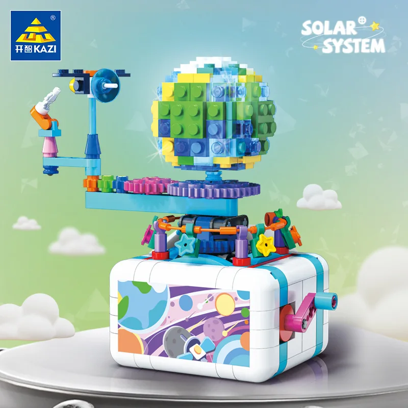 

DIY MOC вращающаяся планета, подарки для детей, сборные строительные блоки, игрушки солнечной системы, мечта, звездная система для подарка