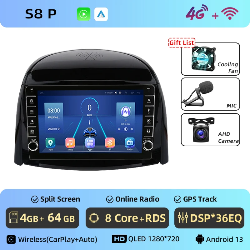 

Автомагнитола для Renault Koleos 2008-2016, Android 13, мультимедийный плеер с радио и GPS-навигацией, головное устройство Carplay для автомобиля на Android, 2din