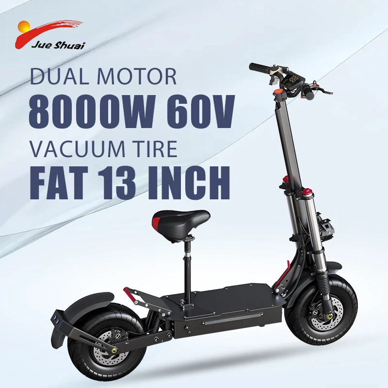 

60V 8000W Dual Motor Electric Scooter 85KM/H Powerful Electric Scooters Adults with Seat 13 Inch Big Wheel Hydraulic Brakes