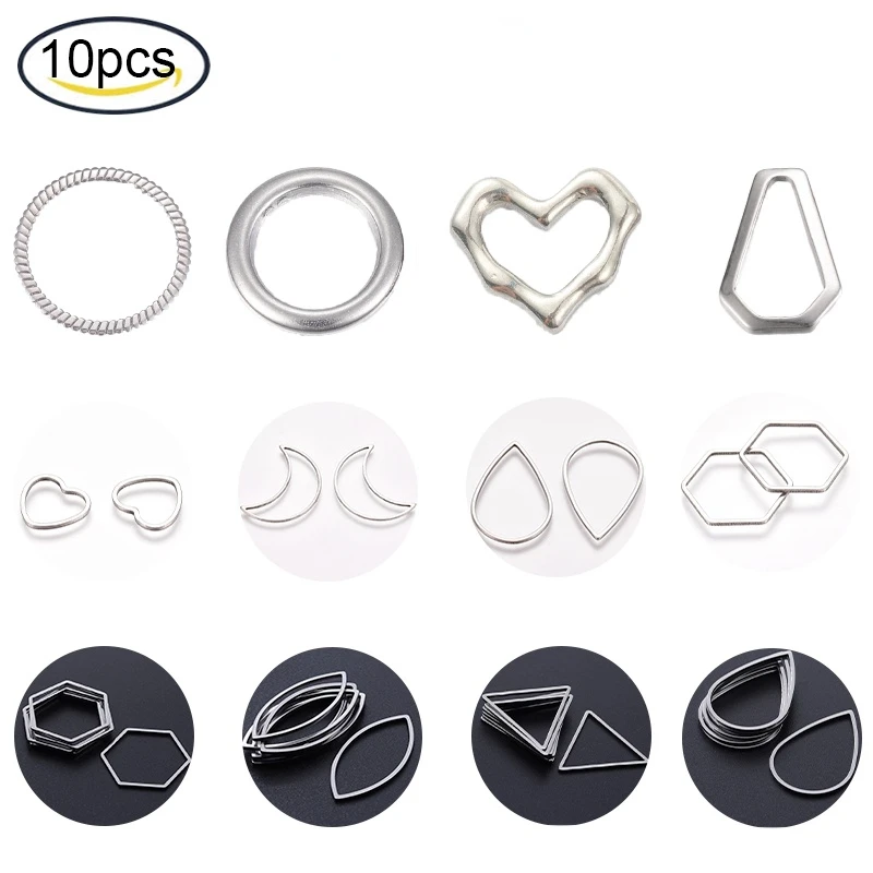 

10PCS Stainless Steel Linking Rings for Jewelry Making Stainless Steel Color